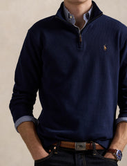 Polo Ralph Lauren - Premium Estate-Rib Knit Quarter Zip Jumper - Navy