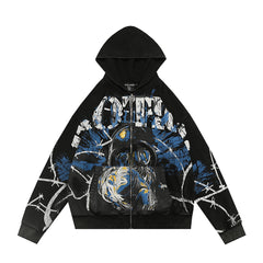 MIXED EMOTION Gothic Wing Lettering Hoodie