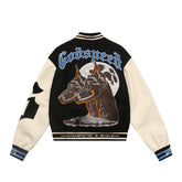 GODSPEED Skeleton Eagle Graphic Varsity Jacket