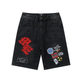 MIXED EMOTION Multi Graphic Applique Casual Shorts