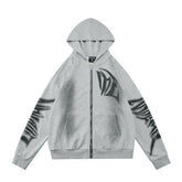 MIXED EMOTION Graphic Sleeve Zip-Up Hoodie