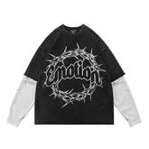 MIXED EMOTION Layered Thorn Graphic Long Sleeve Top