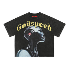 GODSPEED Motorcycle Skull Graphic T-Shirt