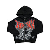 MIXED EMOTION Angel Wing Graphic Zip-Up Hoodie