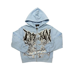MIXED EMOTION Gothic Wing Embroidery Graphic Hoodie