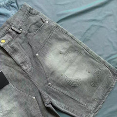 MIXED EMOTION Distressed Graphic Knee-Length Shorts