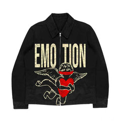 MIXED EMOTION Eagle Script Graphic Zip Jacket