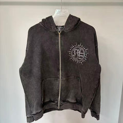 MIXED EMOTION Vintage Washed Zip-Up Jacket