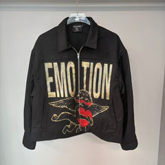 MIXED EMOTION Eagle Script Graphic Zip Jacket