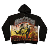 MIXED EMOTION Gothic Character Graphic Zip Hoodie