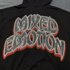 MIXED EMOTION Gothic Character Graphic Zip Hoodie