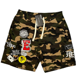 MIXED EMOTION Graphic Patchwork Cargo Casual Shorts
