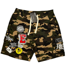 MIXED EMOTION Graphic Patchwork Cargo Casual Shorts