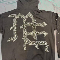MIXED EMOTION Rhinestone Cross Graphic Zip Hoodie