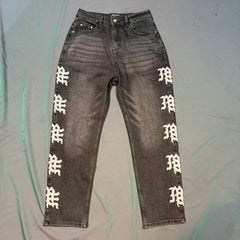 MIXED EMOTION Signature Side Letter Denim Jeans