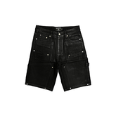 MIXED EMOTION Embroidered Letter Carpenter Denim Shorts