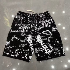 MIXED EMOTION All-Over Logo Print Casual Shorts
