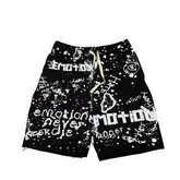 MIXED EMOTION All-Over Logo Print Casual Shorts