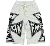 MIXED EMOTION Graphic Logo Patchwork Casual Shorts