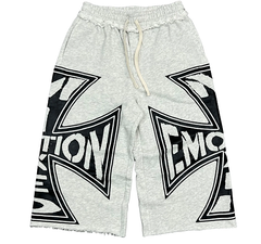 MIXED EMOTION Graphic Logo Patchwork Casual Shorts
