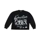 MIXED EMOTION Script Graphic Music-Inspired Long Sleeve Top