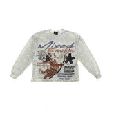 MIXED EMOTION Vintage Graphic Long Sleeve Streetwear Top