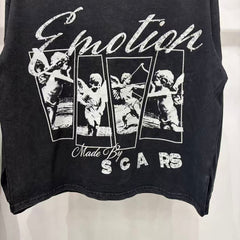 MIXED EMOTION Script Graphic Music-Inspired Long Sleeve Top