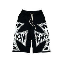 MIXED EMOTION Graphic Logo Patchwork Casual Shorts