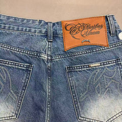 GODSPEED Side Graphic Relaxed Denim Shorts