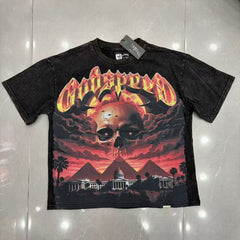 GODSPEED Skull Graphic Vintage Street T-Shirt