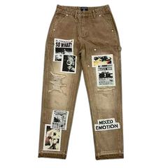 MIXED EMOTION Patchwork Graphic Carpenter Jeans