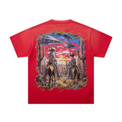 Majestik “Alien Cowboys” Vintage Tee(Red)