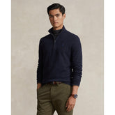 Polo Ralph Lauren - Mesh-Knit Cotton Quarter-Zip Sweater - Navy Heather