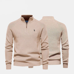 Raffinierter Rippstrick-Pullover mit Reißverschluss