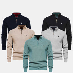 Raffinierter Rippstrick-Pullover mit Reißverschluss