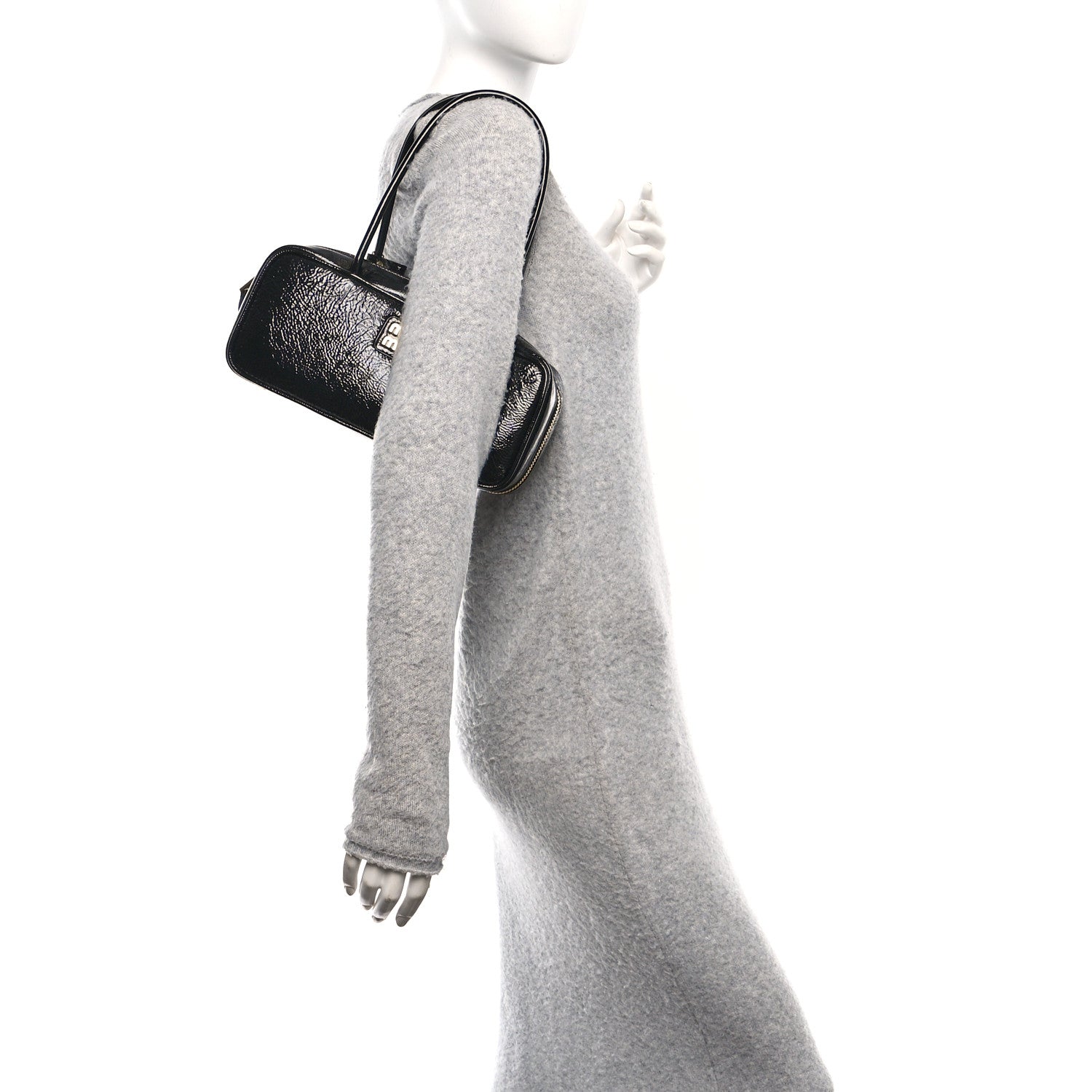 Naplak Patent Small Beau Top Handle Bag Black