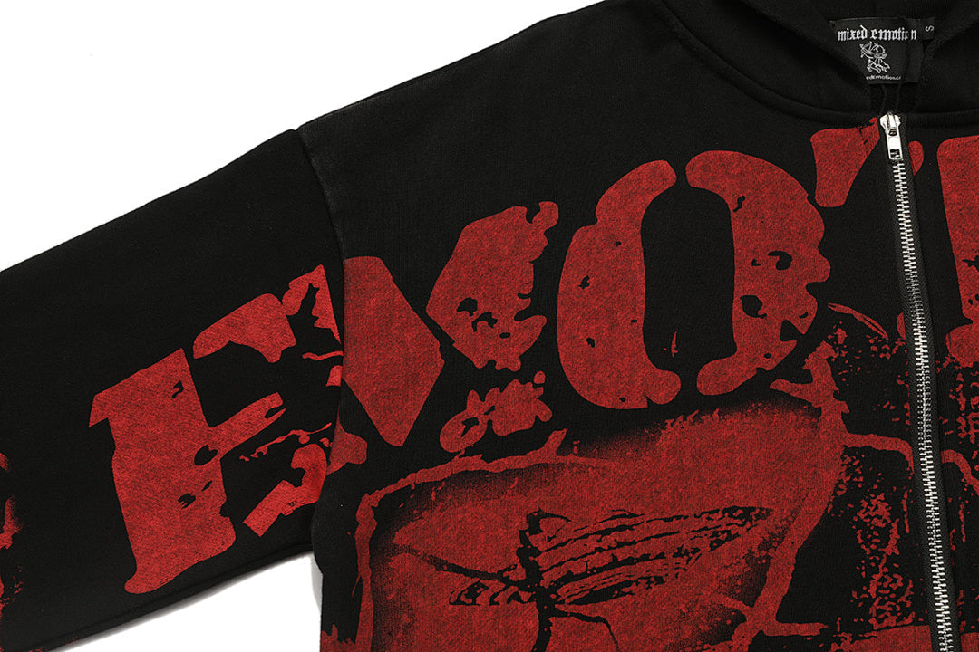 MIXED EMOTION Gothic Graphic Pullover Hoodie