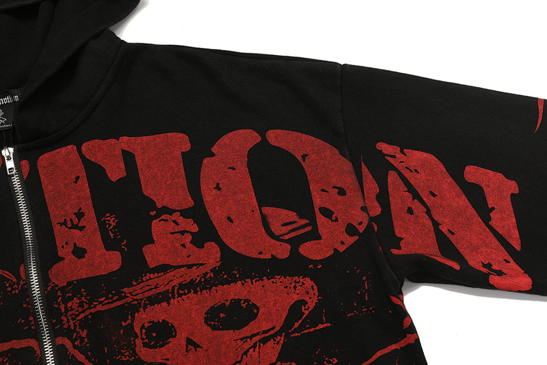 MIXED EMOTION Gothic Graphic Pullover Hoodie