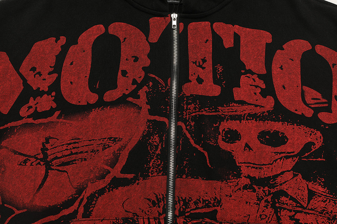 MIXED EMOTION Gothic Graphic Pullover Hoodie