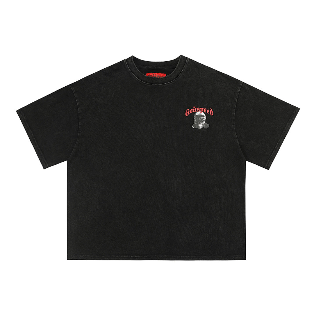 GODSPEED Gothic Skull Back Graphic T-Shirt