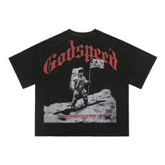 GODSPEED Gothic Skull Back Graphic T-Shirt