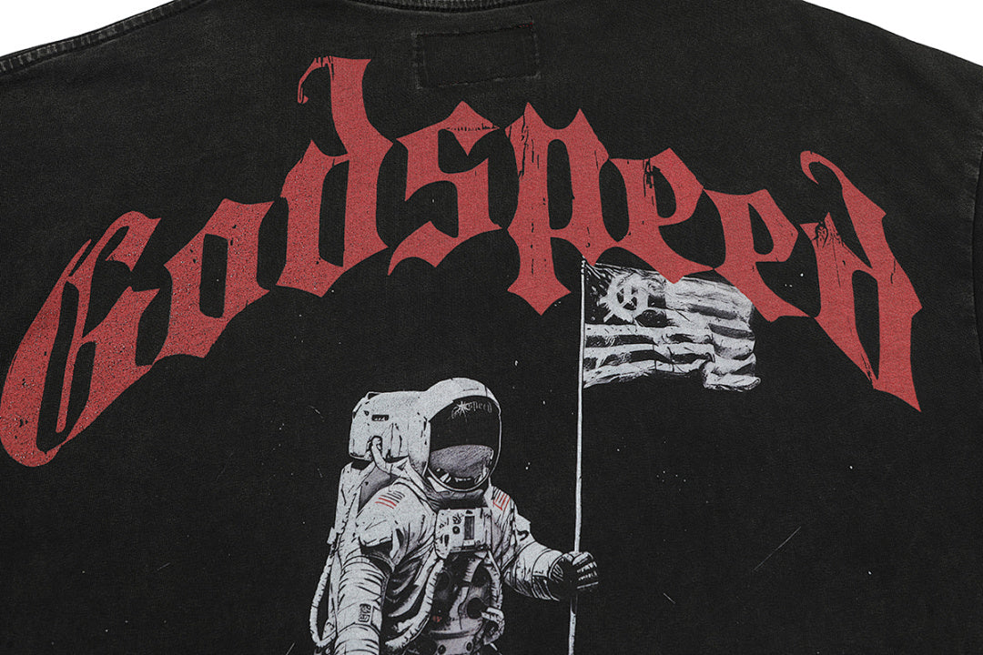 GODSPEED Gothic Skull Back Graphic T-Shirt