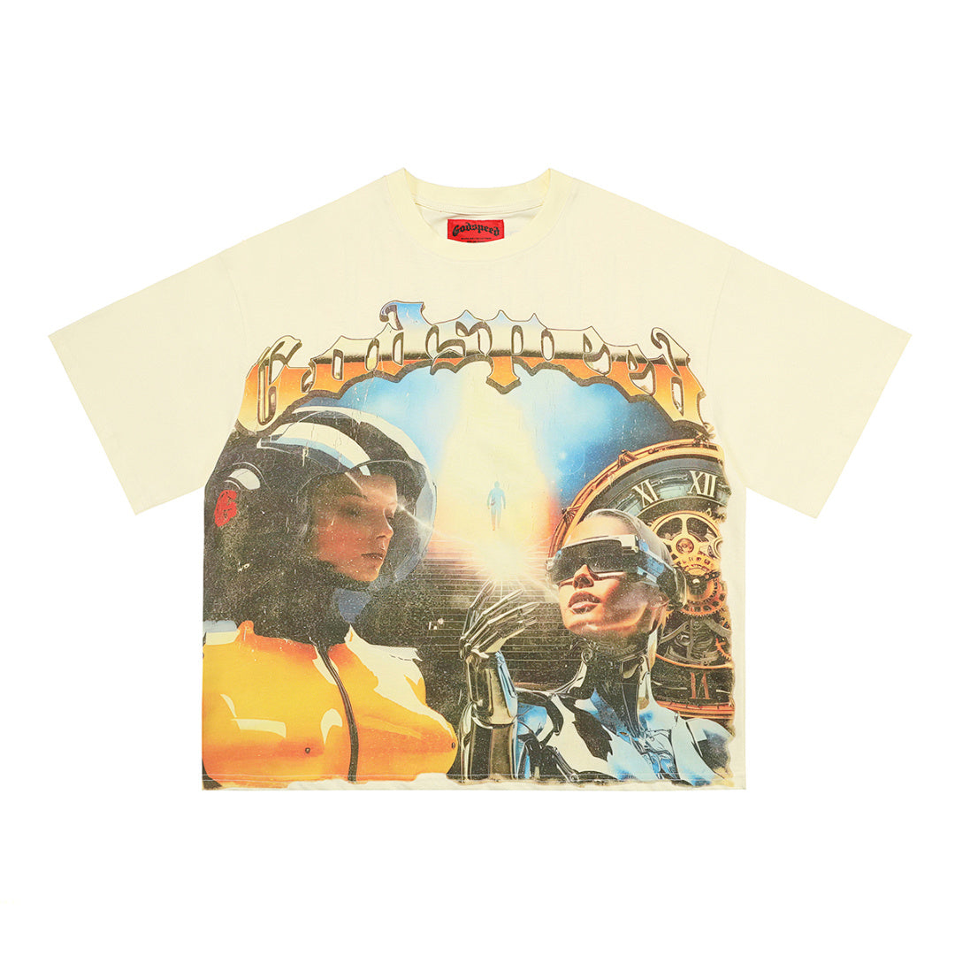 GODSPEED Skull Rider Motorcycle Graphic T-Shirt