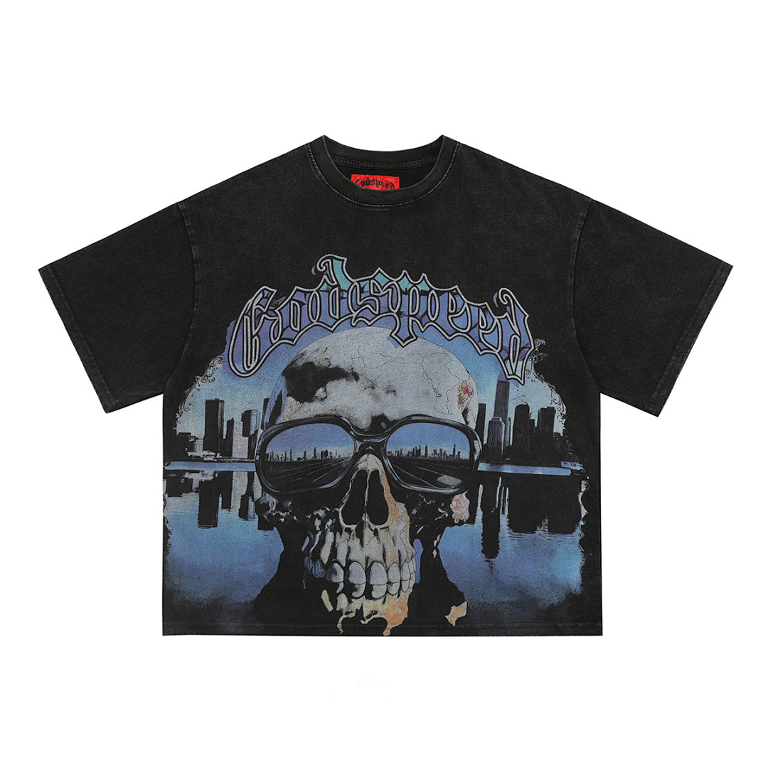 GODSPEED Vintage Skull Vehicle Graphic T-Shirt