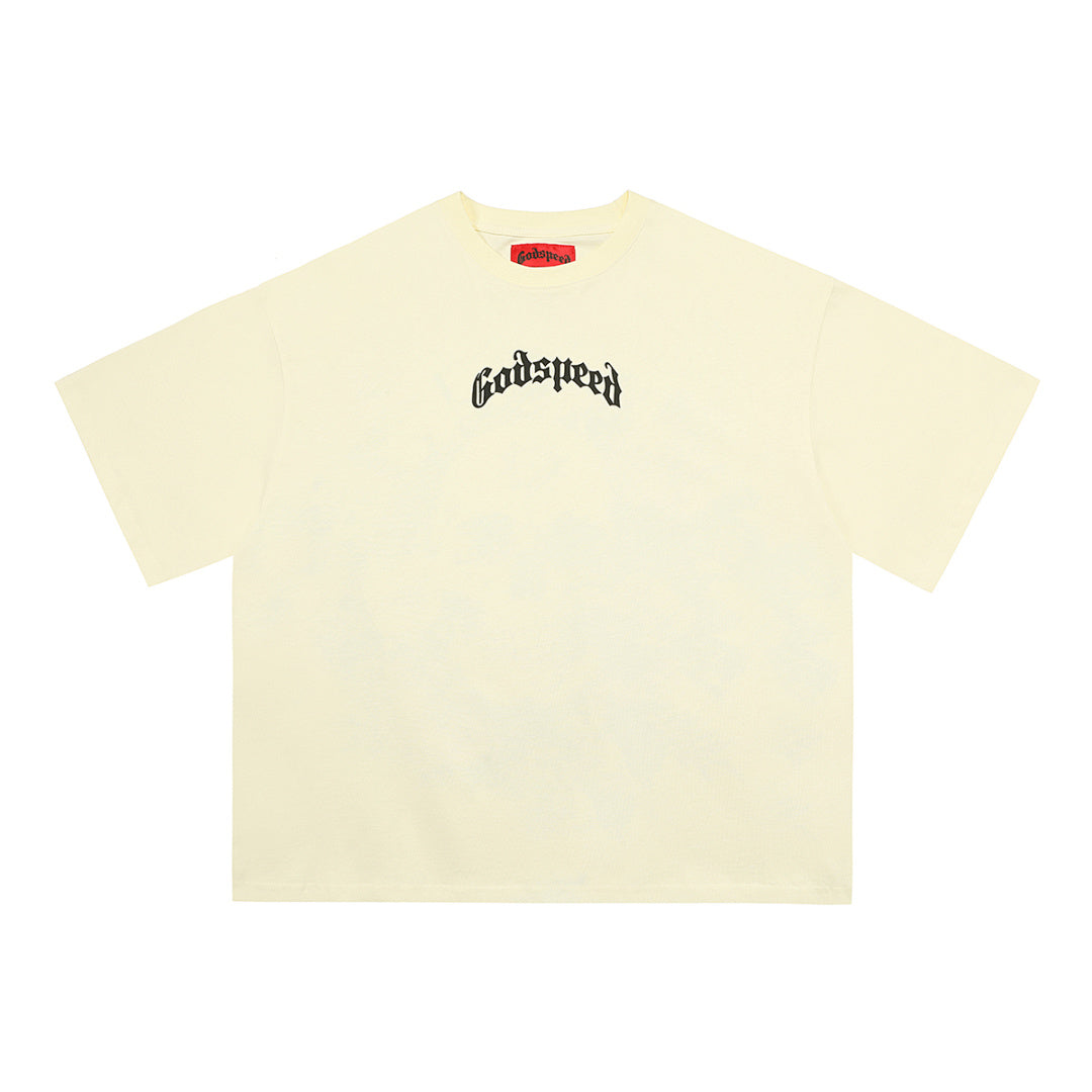 GODSPEED Vintage Skull & Rose Graphic T-Shirt