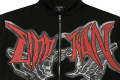 MIXED EMOTION Angel Wing Graphic Zip-Up Hoodie