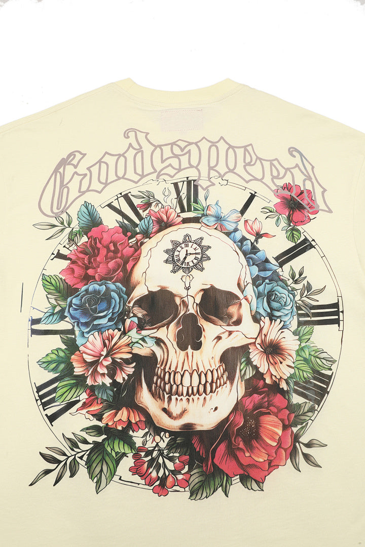 GODSPEED Vintage Skull & Rose Graphic T-Shirt