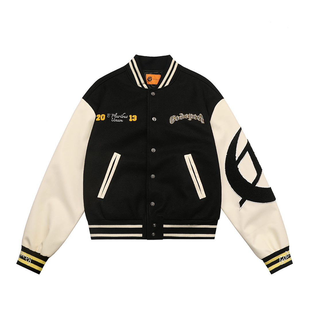 GODSPEED Skull & Wing Graphic Varsity Jacket