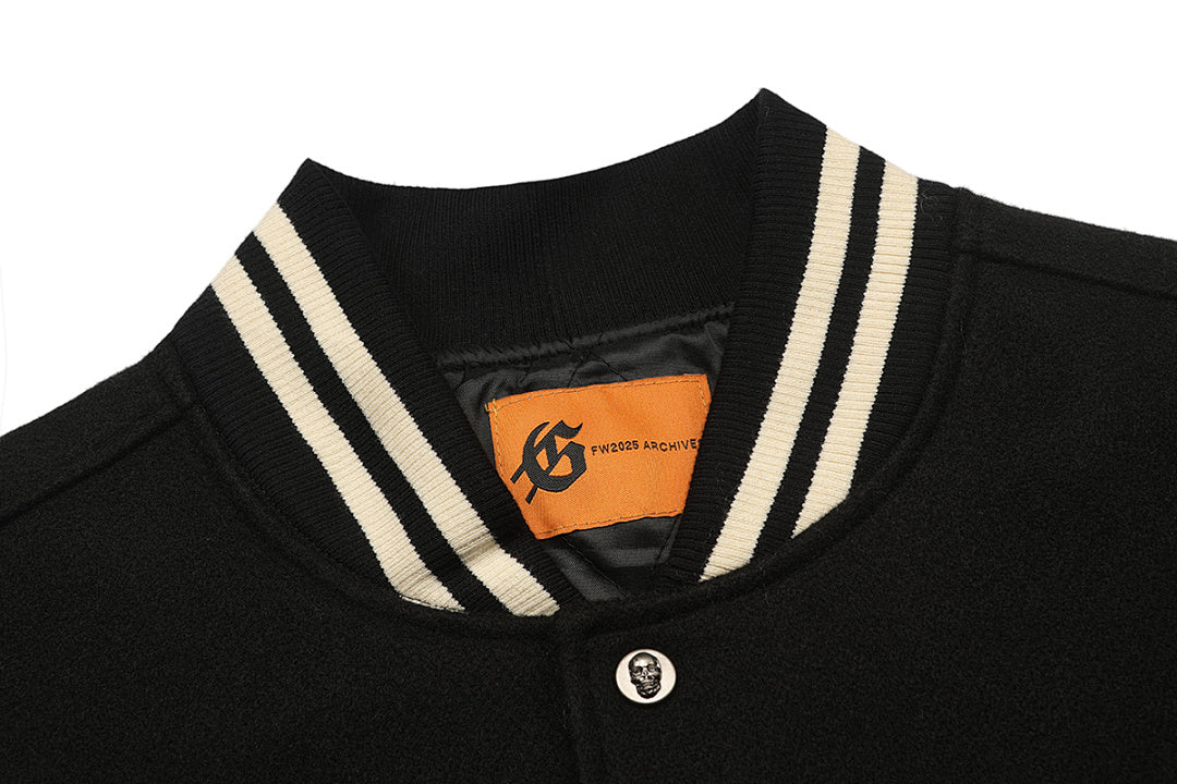 GODSPEED Skull & Wing Graphic Varsity Jacket