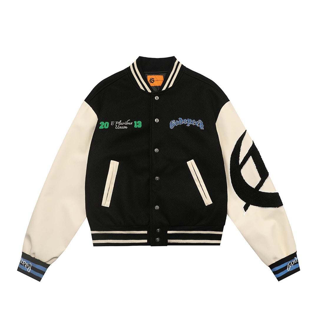 GODSPEED Skeleton Eagle Graphic Varsity Jacket